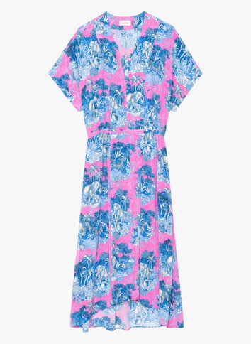Robe midi manches courtes imprimée ZADIG&VOLTAIRE Rose